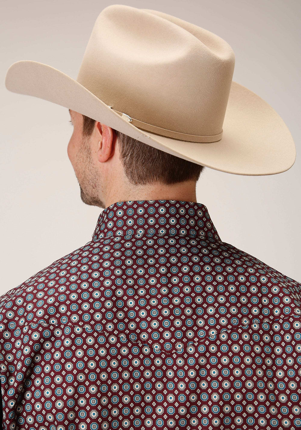 Roper Mens Long Sleeve Snap Red Currant Foulard Western Shirt Tall Fit - Roper - Flyclothing LLC