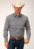 Roper Mens Long Sleeve Snap Silver Foulard Western Shirt Tall Fit - Roper - Flyclothing LLC