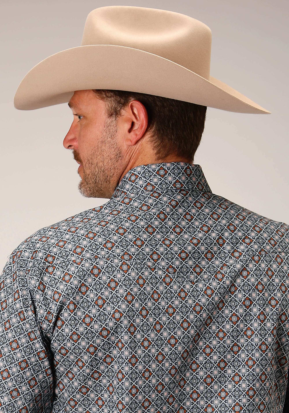 Roper Mens Long Sleeve Snap Silver Foulard Western Shirt Tall Fit - Roper - Flyclothing LLC