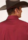 Roper Mens Long Sleeve Snap Stretch Poplin Red Western Shirt Tall Fit - Roper - Flyclothing LLC