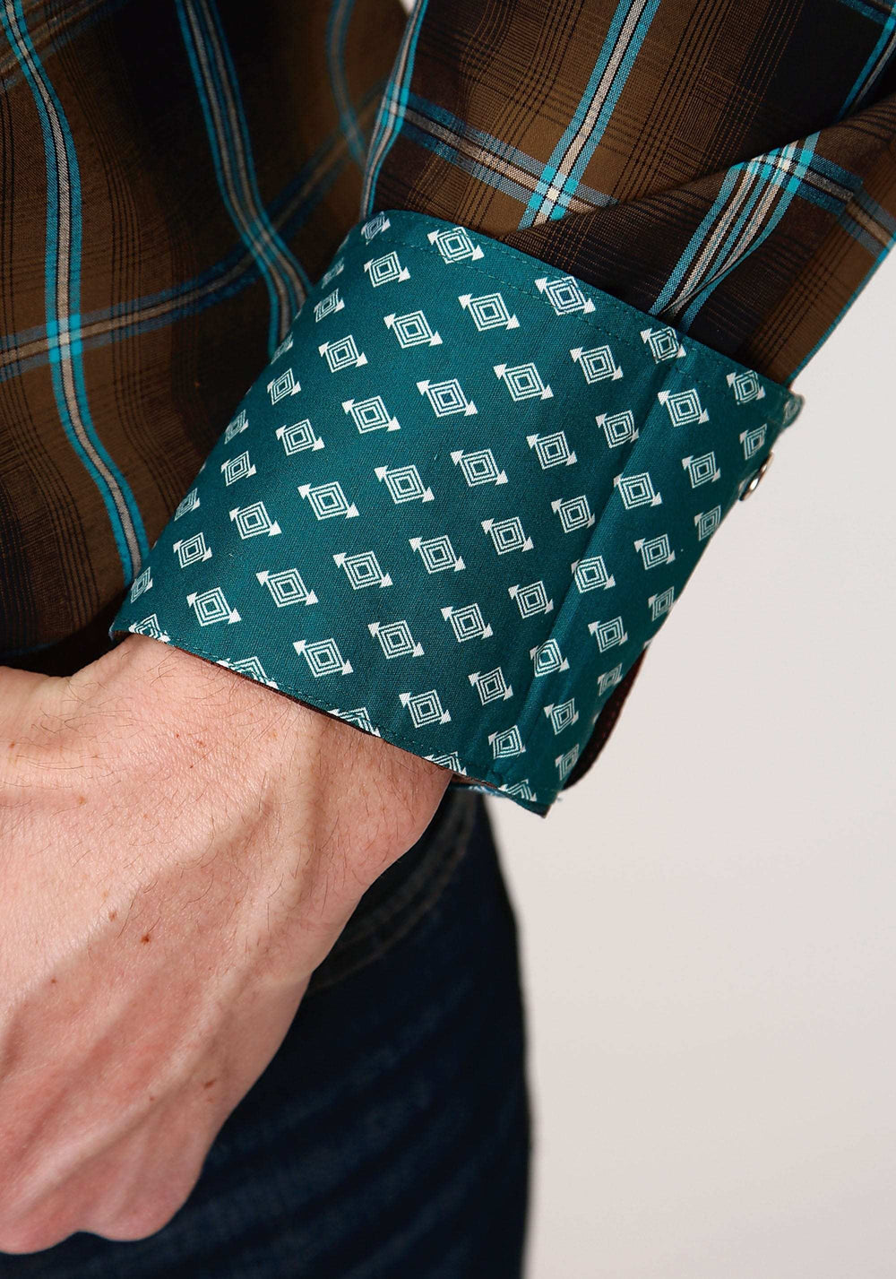 Roper Mens Long Sleeve Snap Dark Chocolate Plaid Western Shirt Tall Fit - Roper - Flyclothing LLC