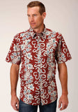 Roper Mens Short Sleeve Snap Hawaiian Horseshoes Print Western Shirt - Roper - Flyclothing LLC