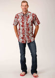 Roper Mens Short Sleeve Snap Hawaiian Horseshoes Print Western Shirt - Roper - Flyclothing LLC