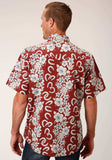 Roper Mens Short Sleeve Snap Hawaiian Horseshoes Print Western Shirt - Roper - Flyclothing LLC