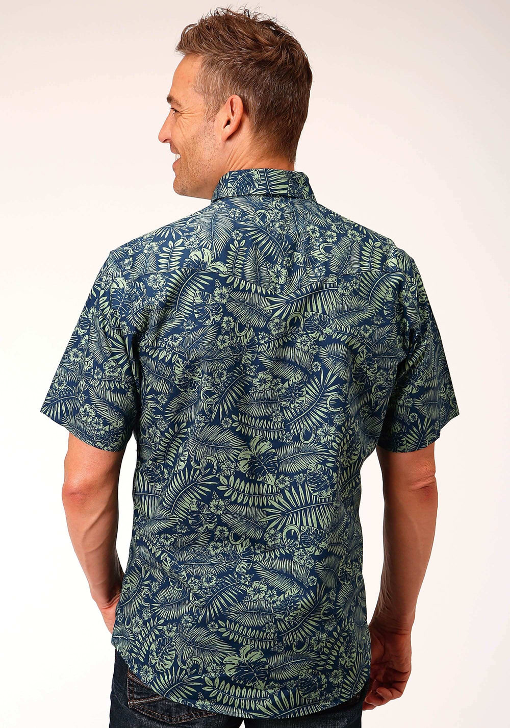 Roper Mens Short Sleeve Snap Lucky Tropical Print Western Shirt - Roper - Flyclothing LLC