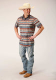Roper Mens Short Sleeve Snap Sandstone Aztec Print Western Shirt - Roper - Flyclothing LLC
