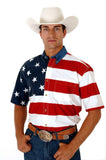 Roper Mens Red White And Blue Stars And Stripes Pieced American Flag Short Sleeve Western Snap Shirt - Roper - Flyclothing LLC