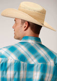 Roper Mens Short Sleeve Snap Turquoise Sand Ombre Plaid Western Shirt - Roper - Flyclothing LLC