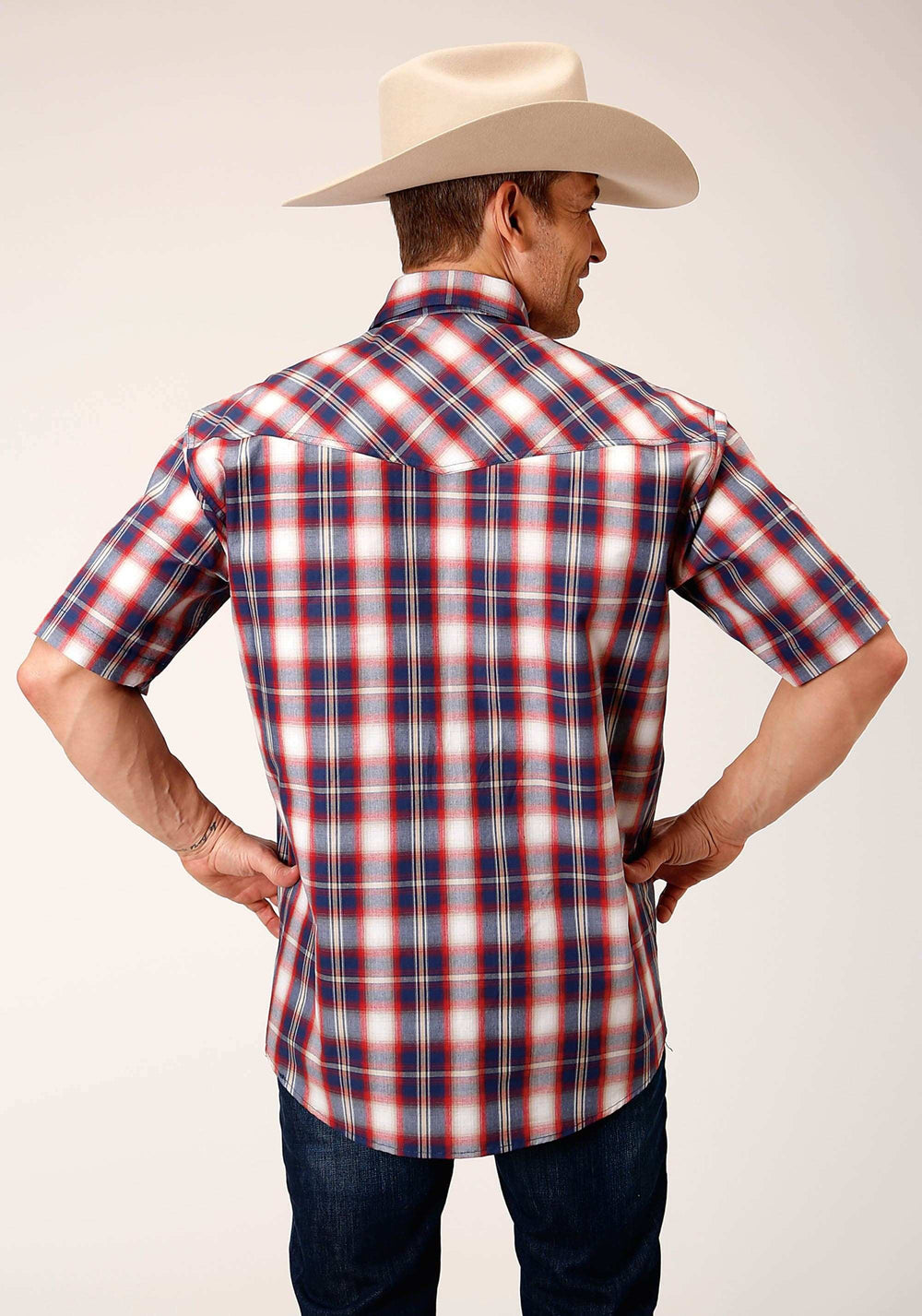 Roper Mens Short Sleeve Snap Independence Plaid Western Shirt - Roper - Flyclothing LLC