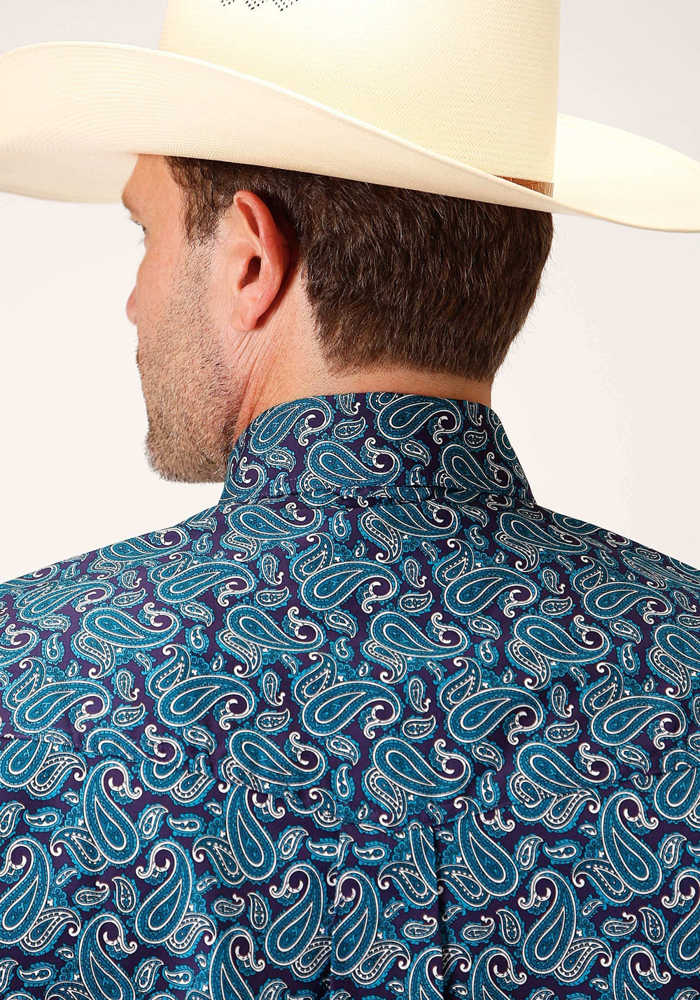 Roper Mens Short Sleeve Button Purple Sage Paisley Western Shirt - Roper - Flyclothing LLC