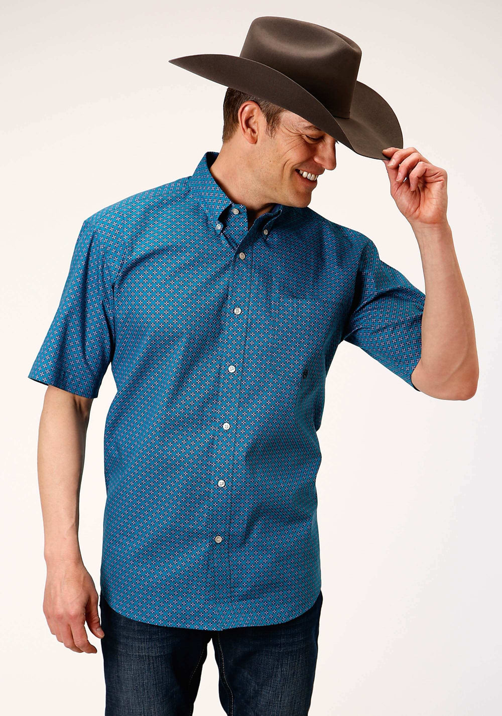 Roper Mens Short Sleeve Button Circuit Foulard Western Shirt - Roper - Flyclothing LLC
