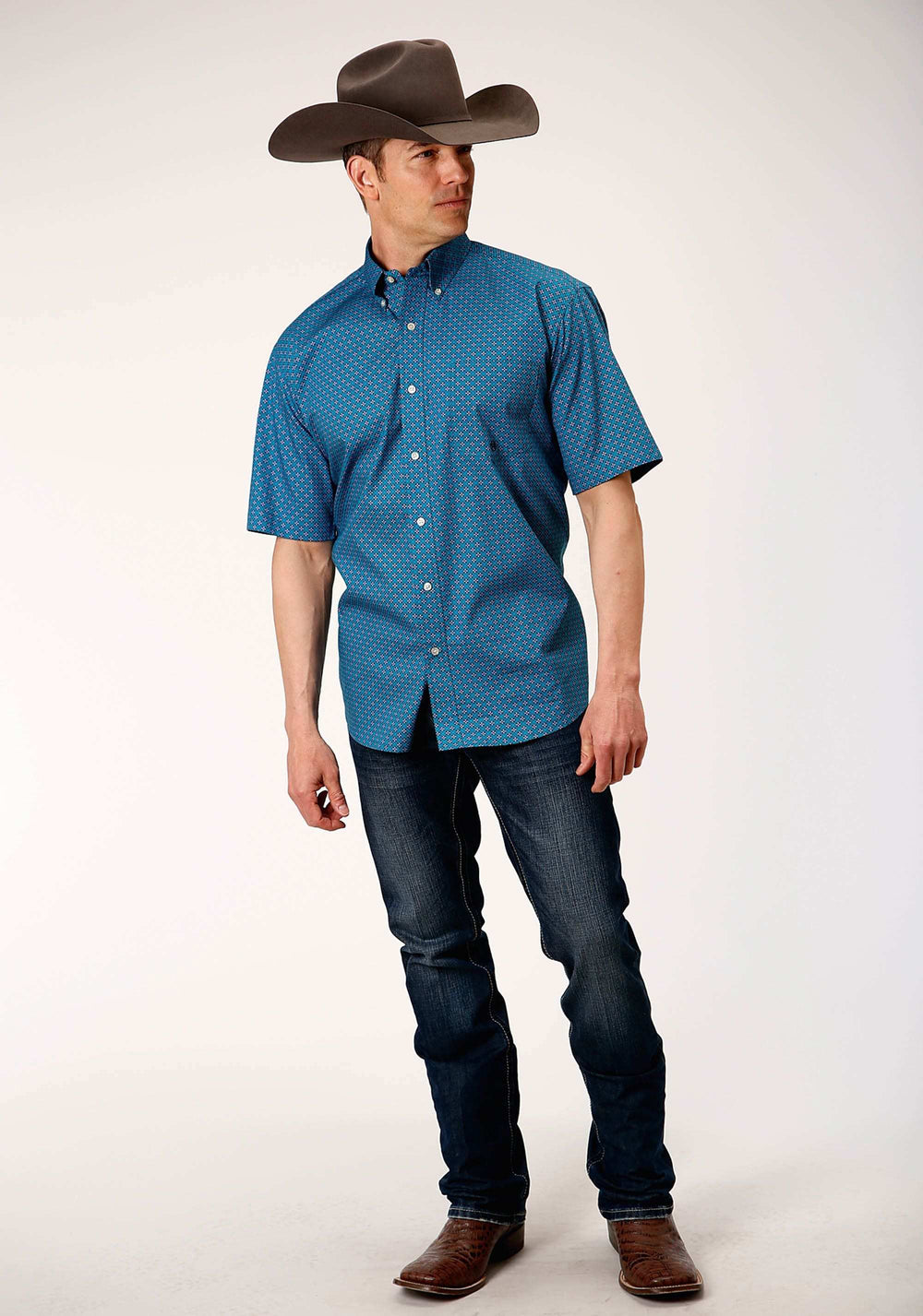 Roper Mens Short Sleeve Button Circuit Foulard Western Shirt - Roper - Flyclothing LLC
