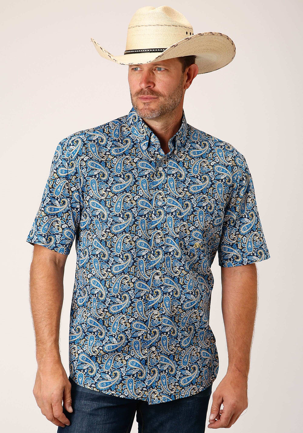 Roper Mens Short Sleeve Button Amarillo Paisley Western Shirt - Roper - Flyclothing LLC