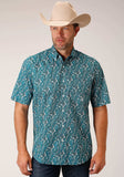 Roper Mens Short Sleeve Button Upstream Paisley Western Shirt - Roper - Flyclothing LLC