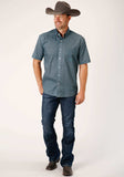 Roper Mens Short Sleeve Button Grey Cottage Foulard Western Shirt - Roper - Flyclothing LLC