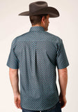 Roper Mens Short Sleeve Button Grey Cottage Foulard Western Shirt - Roper - Flyclothing LLC