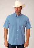 Roper Mens Short Sleeve Button Diamond Star Geo Blue Western Shirt - Roper - Flyclothing LLC