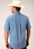 Roper Mens Short Sleeve Button Diamond Star Geo Blue Western Shirt - Roper - Flyclothing LLC