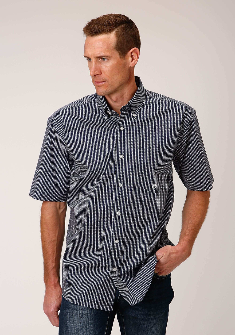 Roper Mens Short Sleeve Button Arrow Rope Print Western Shirt - Roper - Flyclothing LLC