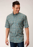 Roper Mens Short Sleeve Button Saddle Paisley Western Shirt - Roper - Flyclothing LLC