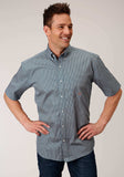 Roper Mens Short Sleeve Button Blue Geo Western Shirt - Roper - Flyclothing LLC