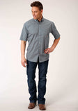 Roper Mens Short Sleeve Button Blue Geo Western Shirt - Roper - Flyclothing LLC