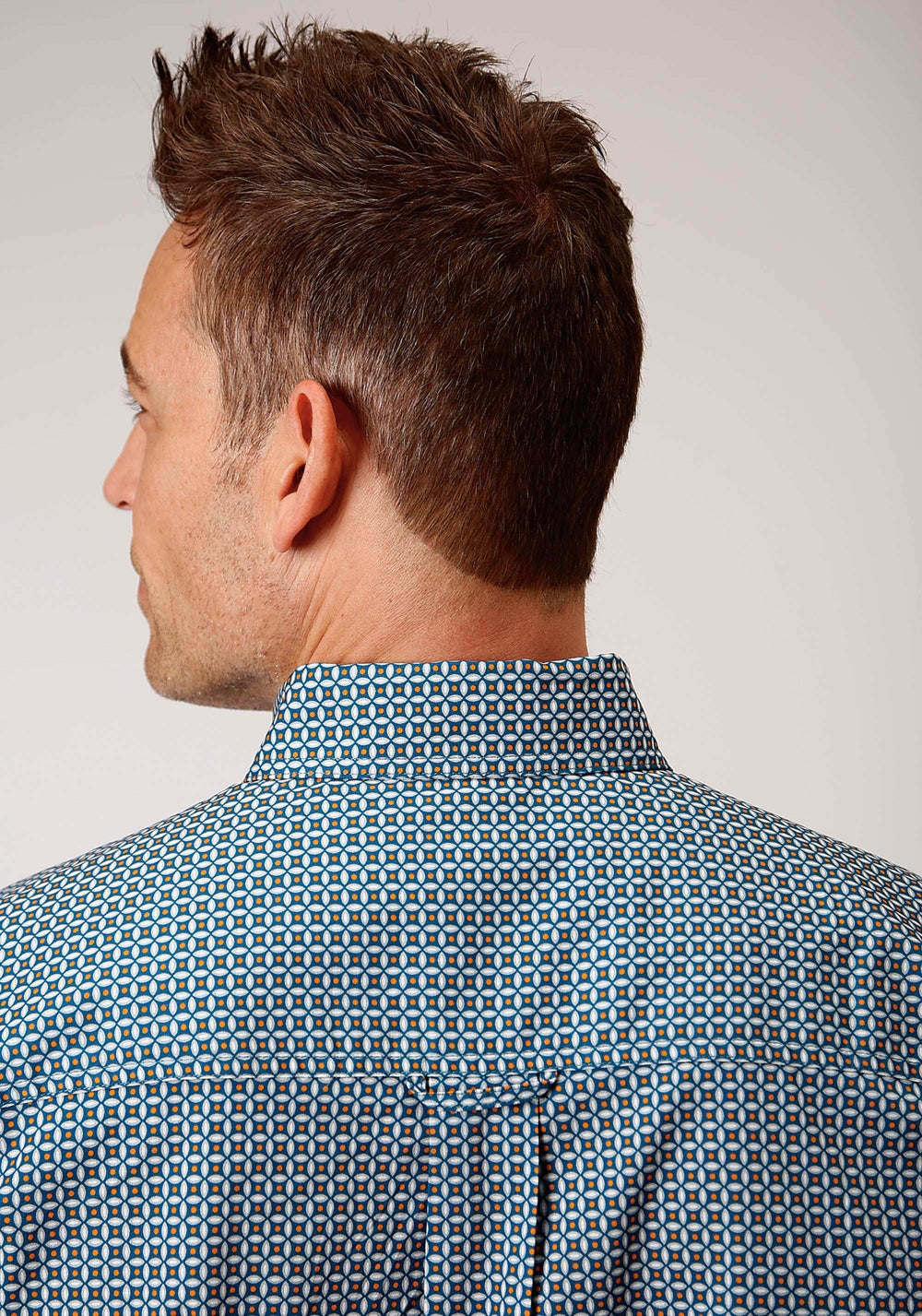 Roper Mens Short Sleeve Button Blue Geo Western Shirt - Roper - Flyclothing LLC