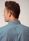 Roper Mens Short Sleeve Button Blue Geo Western Shirt - Roper - Flyclothing LLC