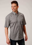 Roper Mens Short Sleeve Button Stretch Poplin Diamond Grey Western Shirt - Roper - Flyclothing LLC