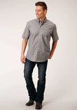 Roper Mens Short Sleeve Button Stretch Poplin Diamond Grey Western Shirt - Roper - Flyclothing LLC