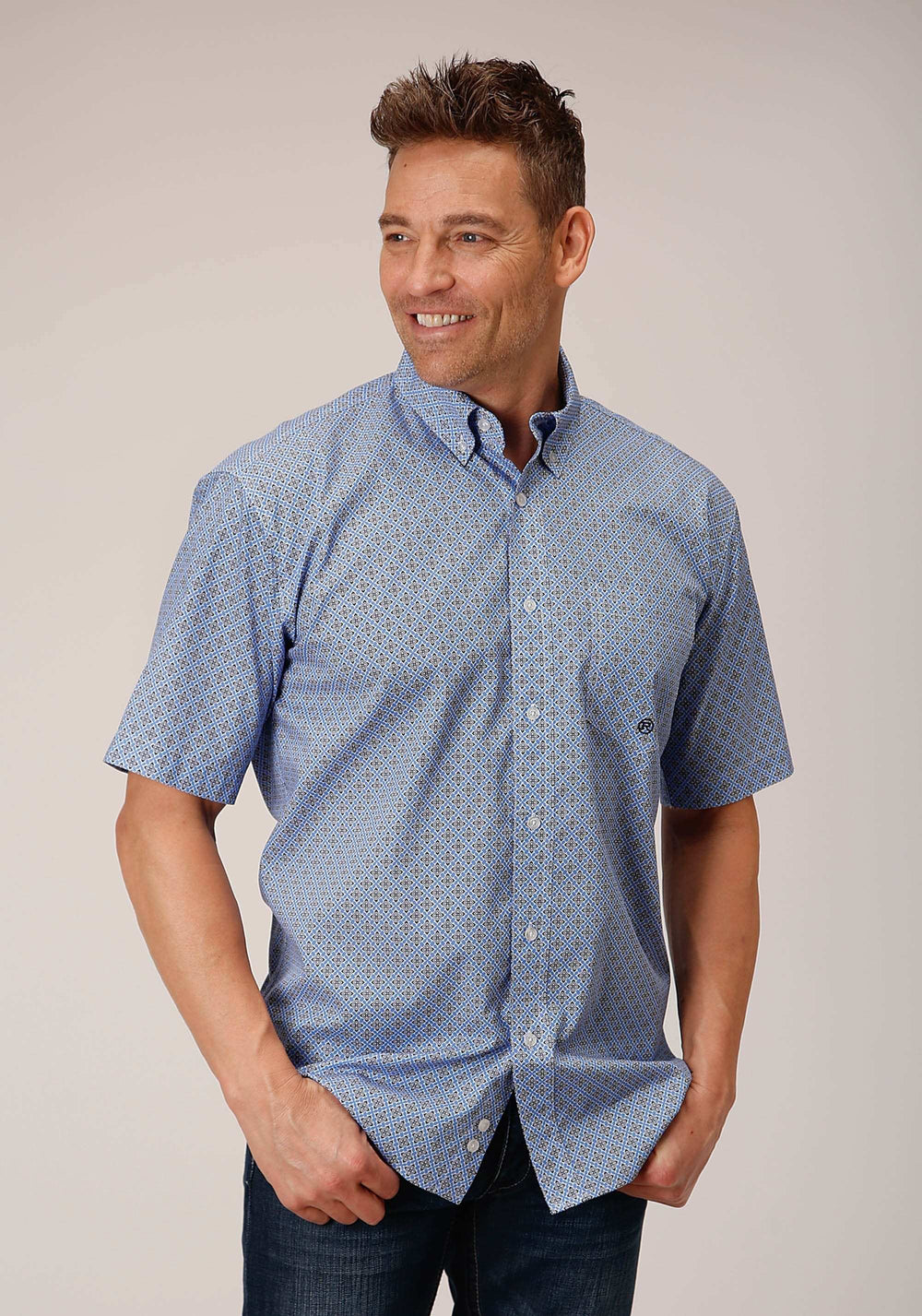 Roper Mens Short Sleeve Button Thistle Foulard Western Shirt - Roper - Flyclothing LLC