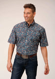Roper Mens Short Sleeve Button Independence Foulard Western Shirt - Roper - Flyclothing LLC