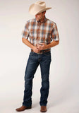 Roper Mens Short Sleeve Button Copper Ombre Plaid Western Shirt - Roper - Flyclothing LLC