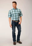 Roper Mens Short Sleeve Button Meadow Plaid Western Shirt - Roper - Flyclothing LLC