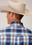 Roper Mens Short Sleeve Button Royal Plaid Western Shirt - Roper - Flyclothing LLC