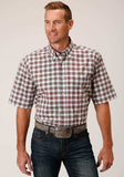 Roper Mens Short Sleeve Button New Stretch Check Grey Western Shirt - Roper - Flyclothing LLC
