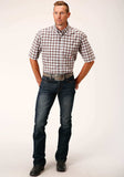 Roper Mens Short Sleeve Button New Stretch Check Grey Western Shirt - Roper - Flyclothing LLC