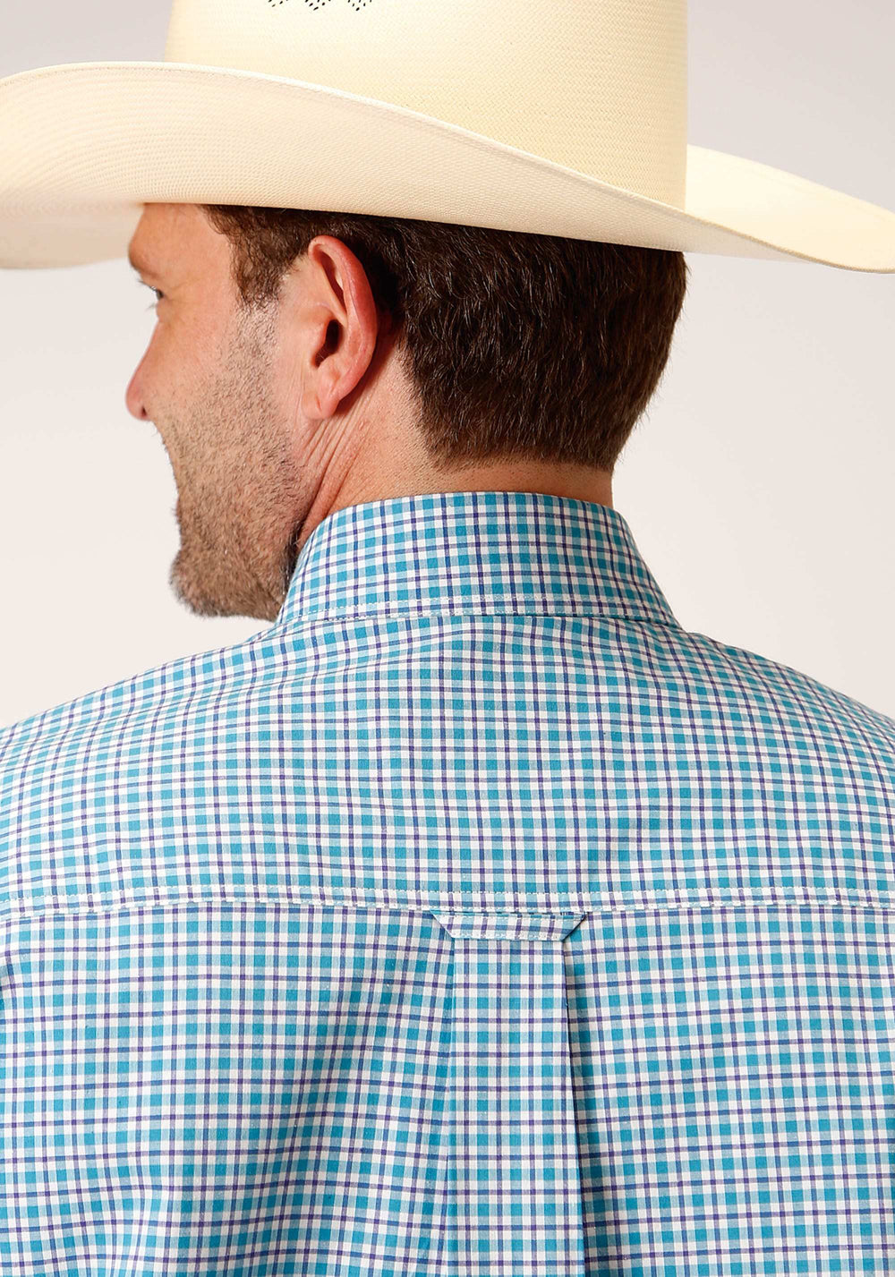 Roper Mens Short Sleeve Button Stretch Check Western Shirt - Roper - Flyclothing LLC