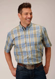 Roper Mens Short Sleeve Button Sandy Plaid Western Shirt - Roper - Flyclothing LLC
