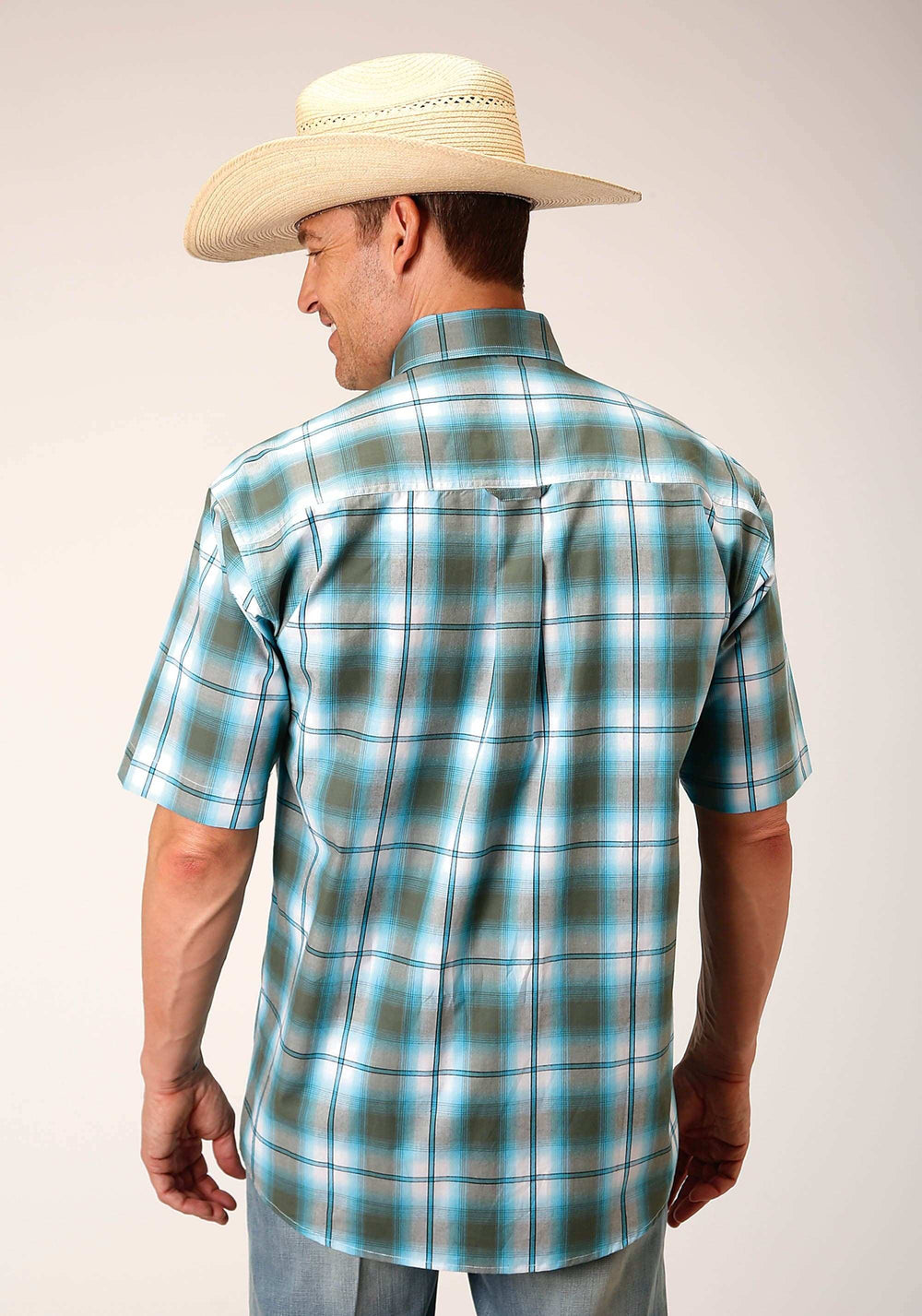 Roper Mens Short Sleeve Button Meadow Plaid Western Shirt - Roper - Flyclothing LLC