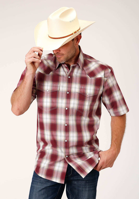 Roper Mens Short Sleeve Snap Red Ombre Western Shirt - Tall Fit - Roper - Flyclothing LLC