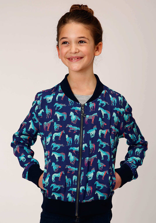 Roper Girls Zip Print Rayon Bomber Style Jacket Front Jacket - Roper - Flyclothing LLC