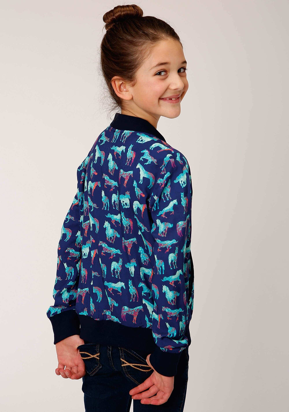 Roper Girls Zip Print Rayon Bomber Style Jacket Front Jacket - Roper - Flyclothing LLC