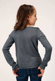 Roper Girls Long Sleeve Knit Poly Rayon Heather Grey Jersey T T-Shirt - Roper - Flyclothing LLC