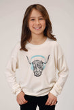 Roper Girls Long Sleeve Knit Poly Rayon Cream Boxy Fit T T-Shirt - Roper - Flyclothing LLC