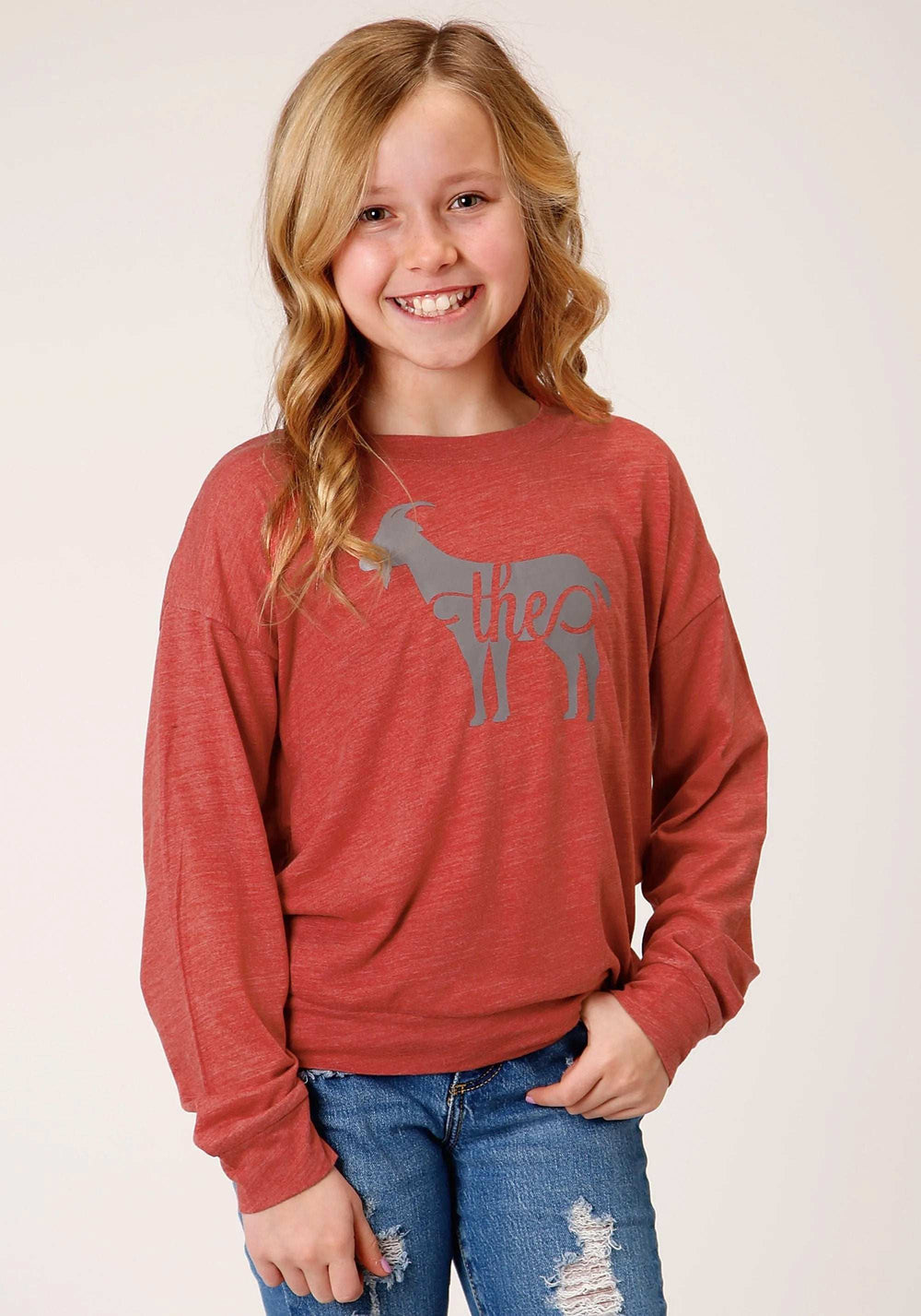 Roper Girls Long Sleeve Knit Poly Rayon Jersey Long Sleeve Scoop Neck T T-Shirt - Roper - Flyclothing LLC