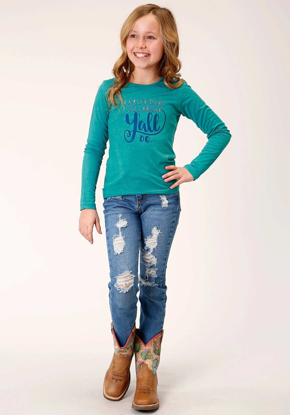Roper Girls Long Sleeve Knit Poly Rayon Jersey Short Sleeve T T-Shirt - Roper - Flyclothing LLC