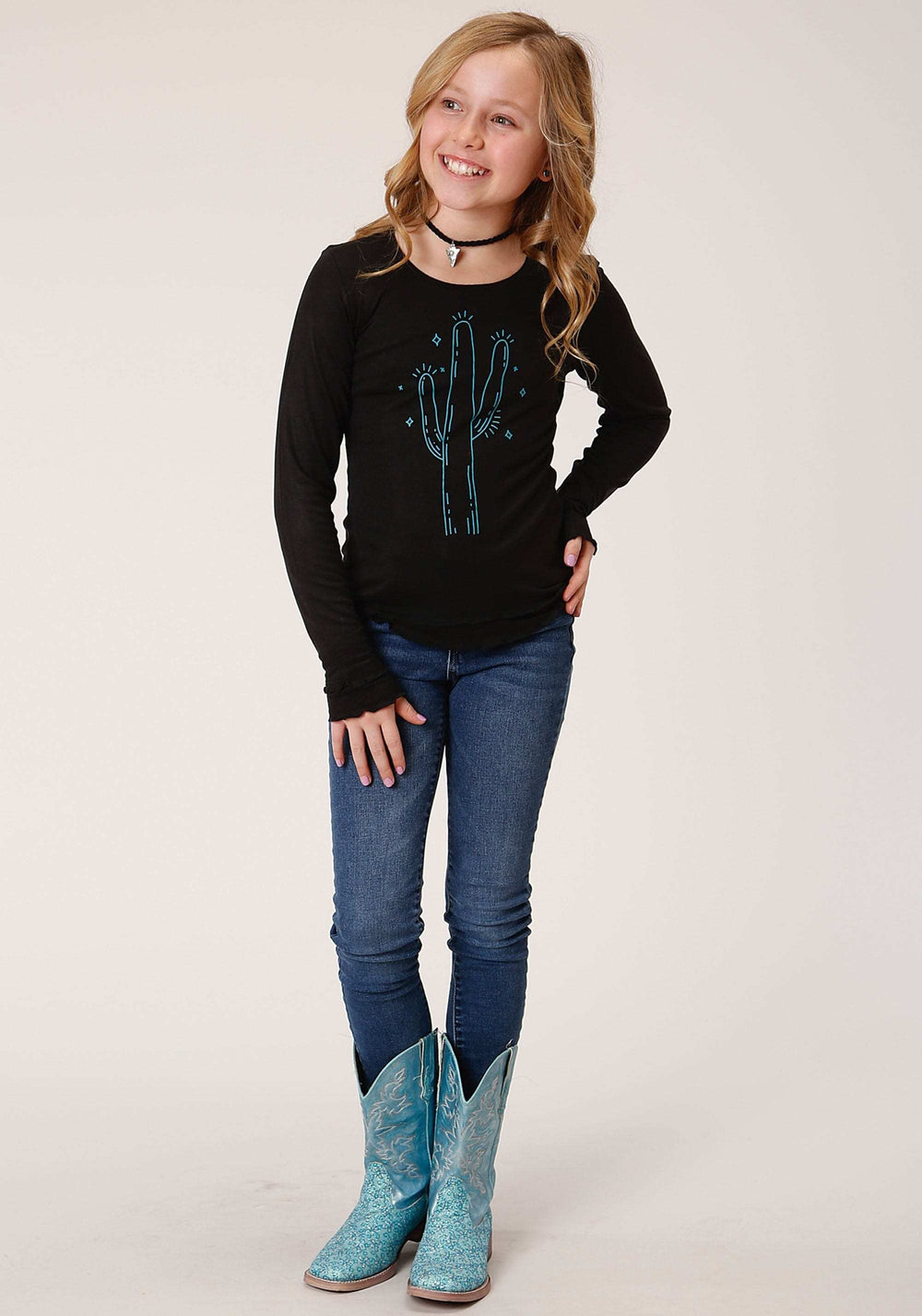 Roper Girls Long Sleeve Knit Poly Rayon Jersey Long Sleeve T T-Shirt - Roper - Flyclothing LLC