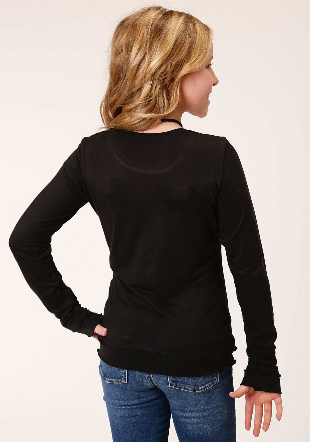 Roper Girls Long Sleeve Knit Poly Rayon Jersey Long Sleeve T T-Shirt - Roper - Flyclothing LLC