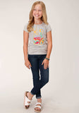 Roper Girls Short Sleeve Knit Heather Grey Poly Rayon Short Sleeve T T-Shirt - Roper - Flyclothing LLC